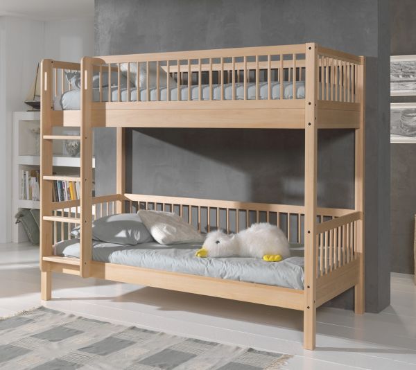 Etagenbett Buche massiv natur Stockbett 90x200 Kinderbett Jugendbett Hochbett