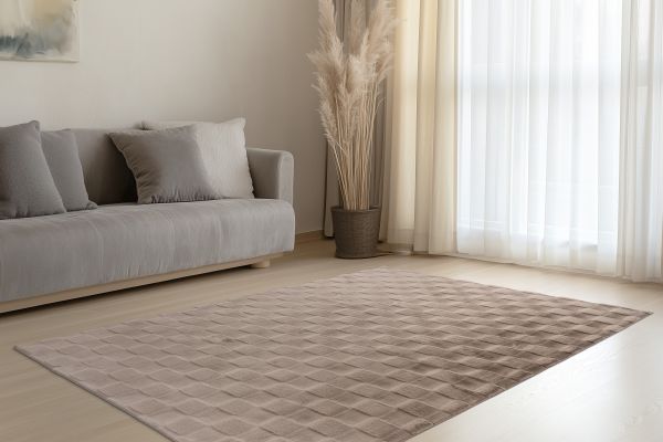 Teppich Höhe 18 mm weicher Kurzflorteppich rechteckig Taupe Wohnzimmer 4 Größen