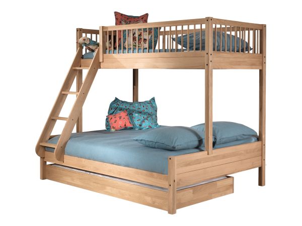 Etagenbett Familienbett 90x200 u. 140x200 Bettschublade Elternbett Eiche massiv
