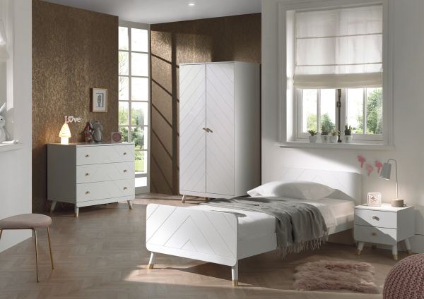 Vipack:"Billy" Set 4-tlg.:Bett+Nachtkonsole+ Schrank+Kommode