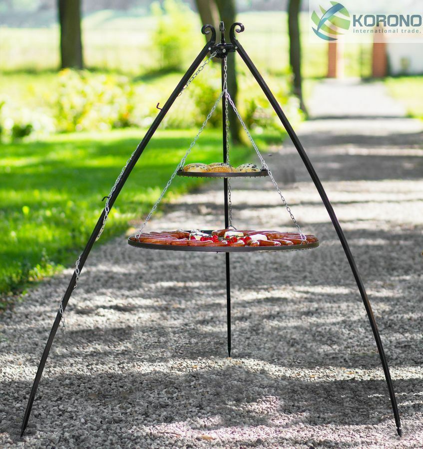 Dreibein Schwenkgrill Gartengrill Holzkohlegrill - 2 Grillroste 70 / 40 - Stahl