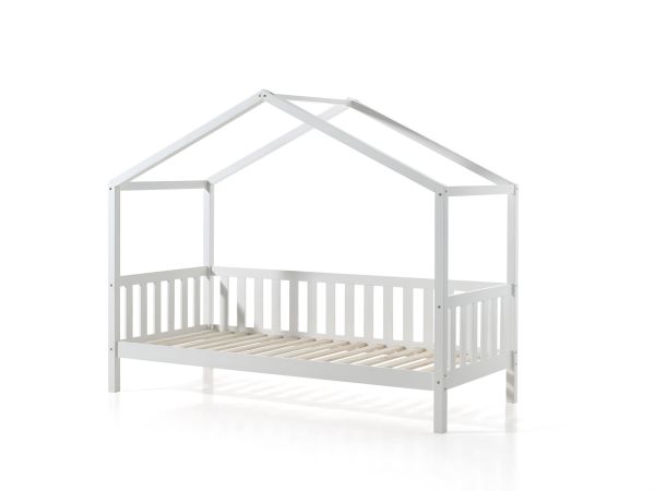 Set Hausbett Matratze 90x200 Kinderbett Kindermöbel Spielbett Lattenrost Weiß