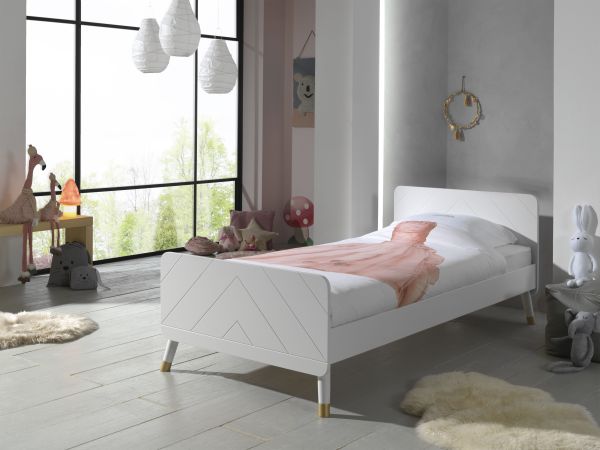 Vipack: Einzelbett "BILLY" 90 x 200 mit Lattenrost - Kinderbett - Satin Weiß