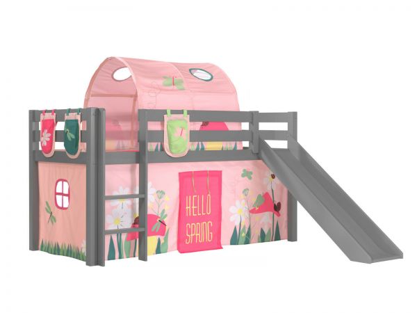 Vipack:Spielbett Pino mit Rutsche+Textilset+Taschen+Tunnel -Jugend/Kinderbett