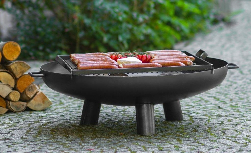 Feuerschale und Grillrost aus Stahl - Feuerkorb Grillfeuer Feuerstelle - Ø 70 cm