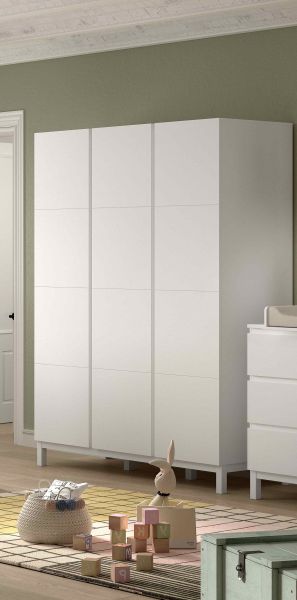 Kleiderschrank 3-trg. Jugendschrank Wäscheschrank Kinderschrank weiß lackiert