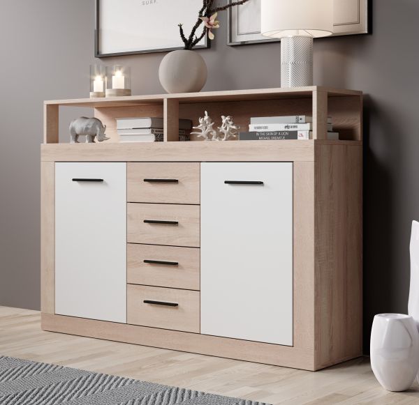 Sideboard Kommode 2T/4S Highboard Anrichte Wohnmöbel Schrank Sonoma-Eiche