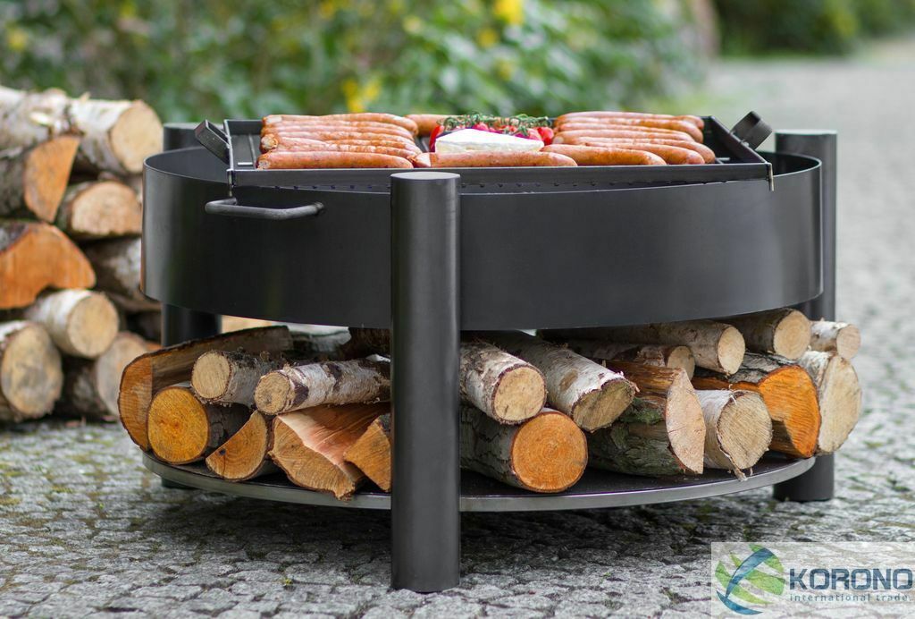 Feuerschale und Grillrost aus Stahl - Feuerkorb Grillfeuer Feuerstelle - Ø 60 cm