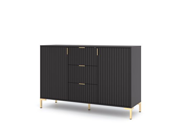 Sideboard Kommode 2T/3S Highboard Anrichte Wohnmöbel Schrank - Schwarz Matt