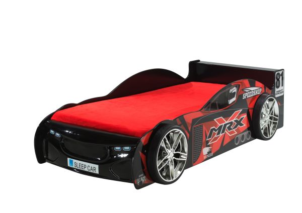 Autobett Matratze 90x200 Rennauto Car Kinderbett Lattenrost Rennwagen Schwarz