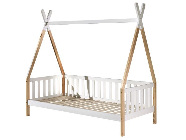 Tipi Kojenbett mit Lattenrost- 90x200 Kinderbett Zeltbett Einzelbett-Weiß