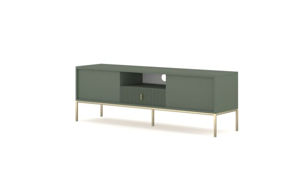 Lowboard 154 Fernsehkommode TV-Tisch TV-Kommode Sideboard Rauchgrün Gold