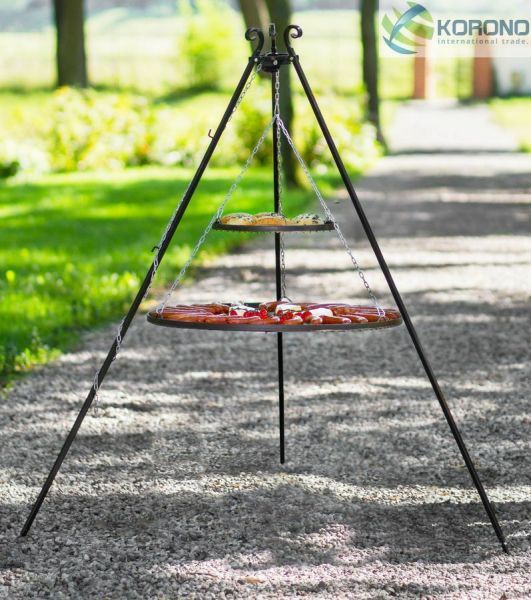 Dreibein Schwenkgrill Gartengrill Holzkohlegrill - 2 Grillroste 70 / 40 - Stahl