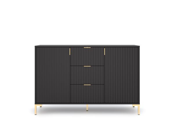Sideboard Kommode 2T/3S Highboard Anrichte Wohnmöbel Schrank - Schwarz Matt