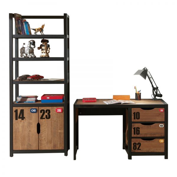 Vipack Kinderzimmer ALEX Set Standregal + Schreibtisch Jugendzimmer