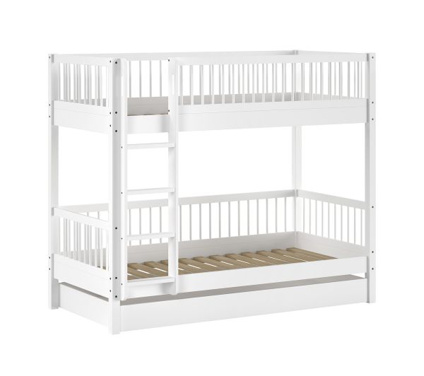 Etagenbett 90x200 mit Bettschublade Jugendbett Hochbett Buche massiv Weiß