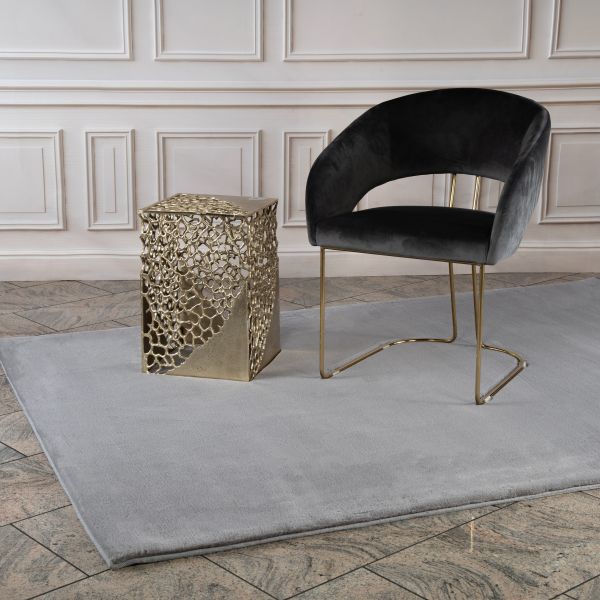 Teppich Höhe 21 mm weicher Kurzflorteppich rechteckig Silber Wohnzimmer 4 Größen