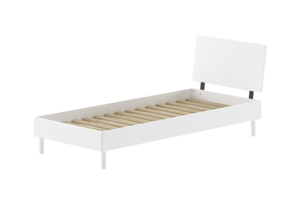 Futon Einzelbett Jugendbett Liege 90x200 mit Lattenrost Buche massiv Weiß