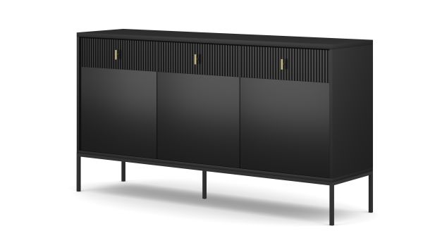 Sideboard Kommode 3T/3S Highboard Anrichte Wohnmöbel Schrank Schwarz