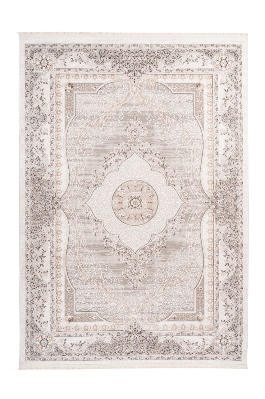 Teppich vintage Grau Fransen orientalisch Muster perser flach Wohnzimmer Läufer