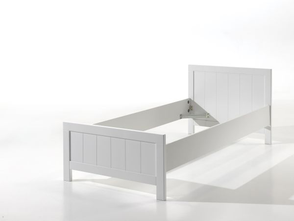 Set Einzelbett 90x200 Nachtkonsole Jugendbett Kindermöbel Lattenrost Weiß Bett