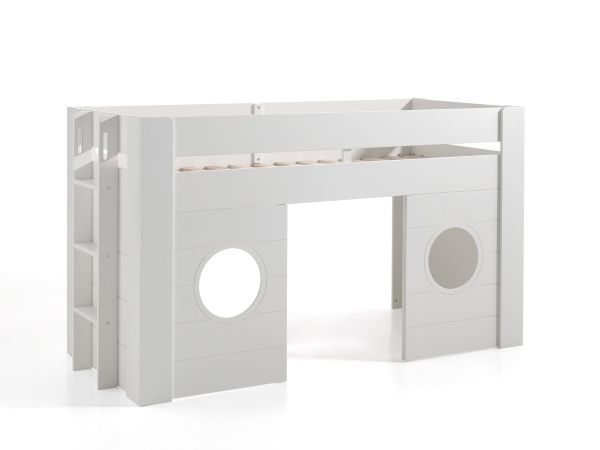 Vipack Halbhohes Spielbett "FREYA" 90 x 200 - Hausbett Hochbett Kinderbett Weiß