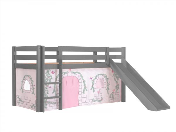 Vipack:Spielbett "Pino" mit Rutsche+Textilset-Jugend/Kinderbett Vorhang Hochbett