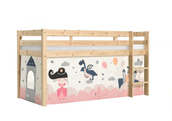 Vipack:"Pino" Halbhohes Bett mit Textilset "Princess Sophie"-Natur