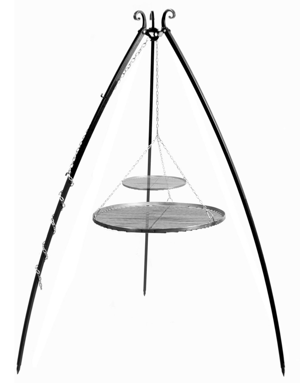 Dreibein Schwenkgrill Gartengrill Holzkohlegrill - 2 Grillroste 80 / 40 - Stahl