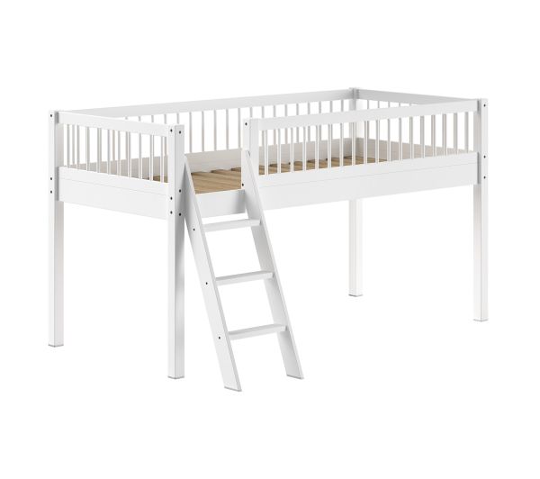 Halbhohes Bett Kinderbett 90x200 Kindermöbel Lattenrost Spielbett Buche massiv