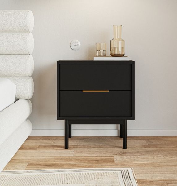 Nachtkonsole 2S Nachttisch Nachtkommode Beistelltisch Nako Nachtschrank Schwarz