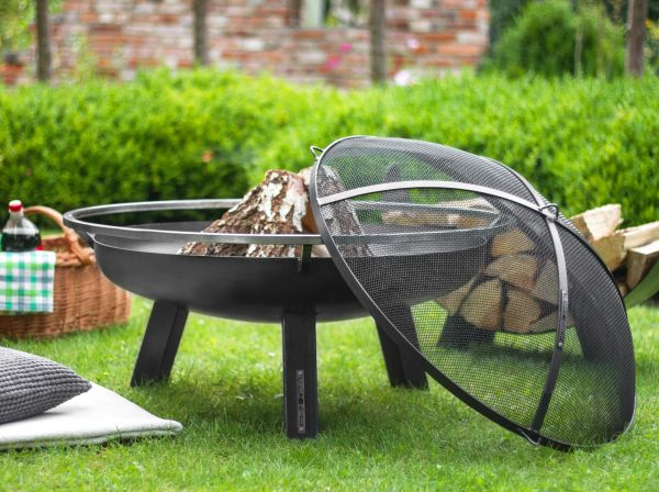 Feuerschale mit Funkenschutz - Feuerkorb Grillfeuer Feuerstelle - Ø 70 / Stahl
