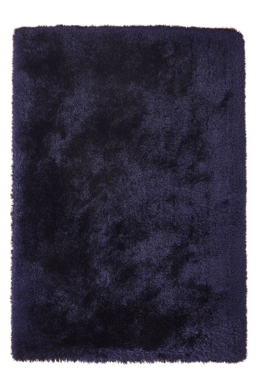 Teppich Wohnzimmer Hochflor weich modern Langflor Uni Schlafzimmer Läufer Blau