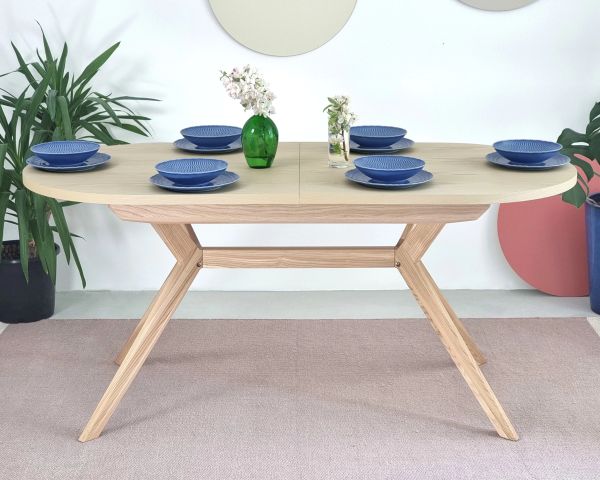 Ovaler Esszimmertisch BIJU ausziehbar 170-220 cm Furniert Eschenholz