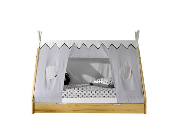 Tipi Bett mit Textilzeltdach Lattenrost Bettschublade 90x200 Kinderbett Zelt