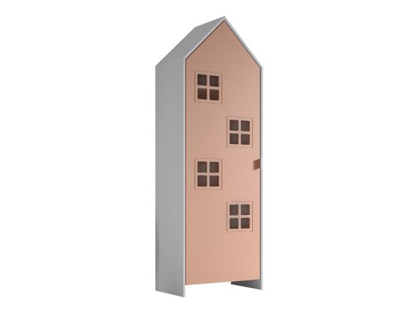 Schrank 1-türig "CASAMI BRUGES" Jugendschrank Wäscheschrank Skandi Weiß / Pink