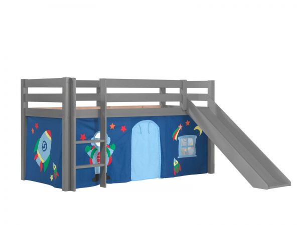 Vipack:Spielbett "Pino" mit Rutsche+Textilset-Jugend/Kinderbett Vorhang Hochbett