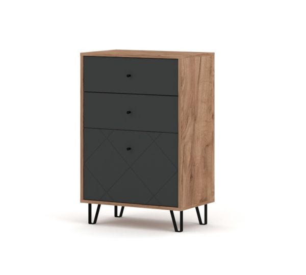Dielenkommode 2S Garderobenkommode Flurschrank Sideboard Tobacco Eiche / Graphit