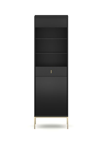Vitrinenschrank Bücherschrank Regalschrank Glasschrank Wohnschrank Schwarz Gold