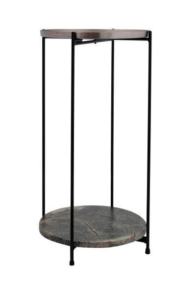 Beistelltisch Metall Couchtisch Ablage rund Tablett modern design Silber Marmor