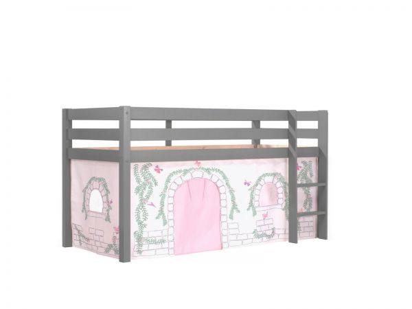 Vipack:Spielbett "Pino" +Textilset - Jugend/Kinderbett Hochbett Etagenbett Grau