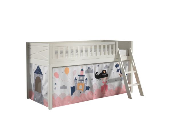 Set Spielbett Vorhang Lattenrost Hochbett Kinderbett 90x200 rosa Prinzessin weiß