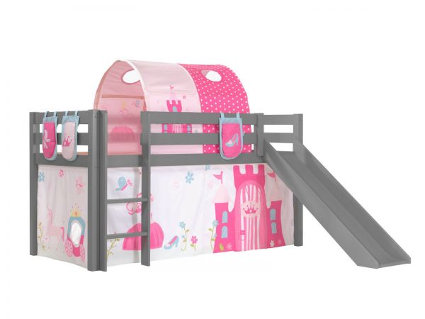 Vipack:Spielbett Pino mit Rutsche+Textilset+Taschen+Tunnel -Jugend/Kinderbett