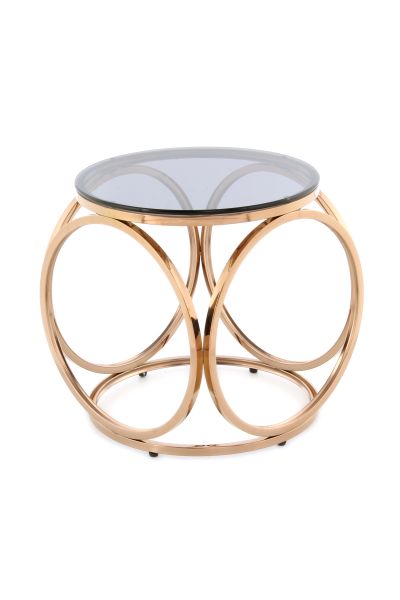 Beistelltisch Glas Metall Couchtisch rund modern Stil design rose silber gold