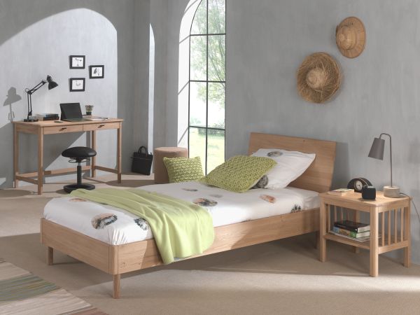 Set Futonbett Nachtkonsole Schreibtisch Lattenrost Jugendzimmer Eiche massiv