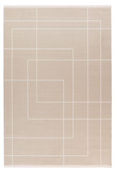 Teppich Höhe 11 mm Kurzflorteppich rechteckig Beige Wohnzimmer 4 Größen