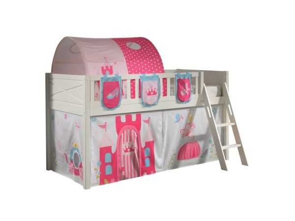 Set Spielbett Vorhang Lattenrost Hochbett Kinderbett 90x200 Prinzessin Pink Rosa