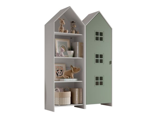 Set: Schrank und Regal "CASAMI BRUGES" Jugendschrank Wäscheschrank Weiß / Grün