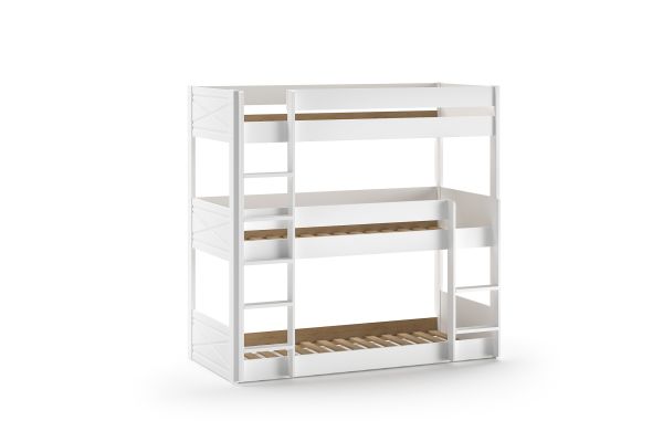 3-er Etagenbett Stockbett 90x200 Kinderbett Jugendbett Hochbett Weiß Holz Möbel