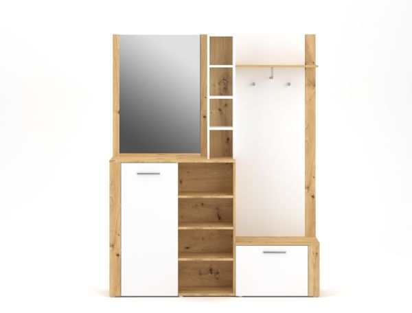 Garderobe Garderobenmöbel Flurgarderobe Dielenset Wohnmöbell Artisan Eiche Weiß